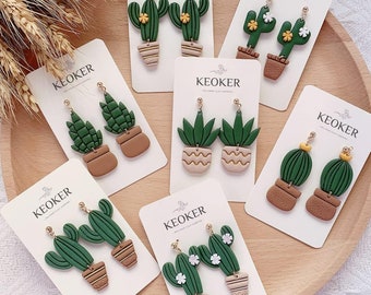 Cactus Polymer Clay Cutter, Potted Plant Clay Cutters, Earring, Ring and Pendant Making Molds, DIY Cutting Pattern Girls Accessories