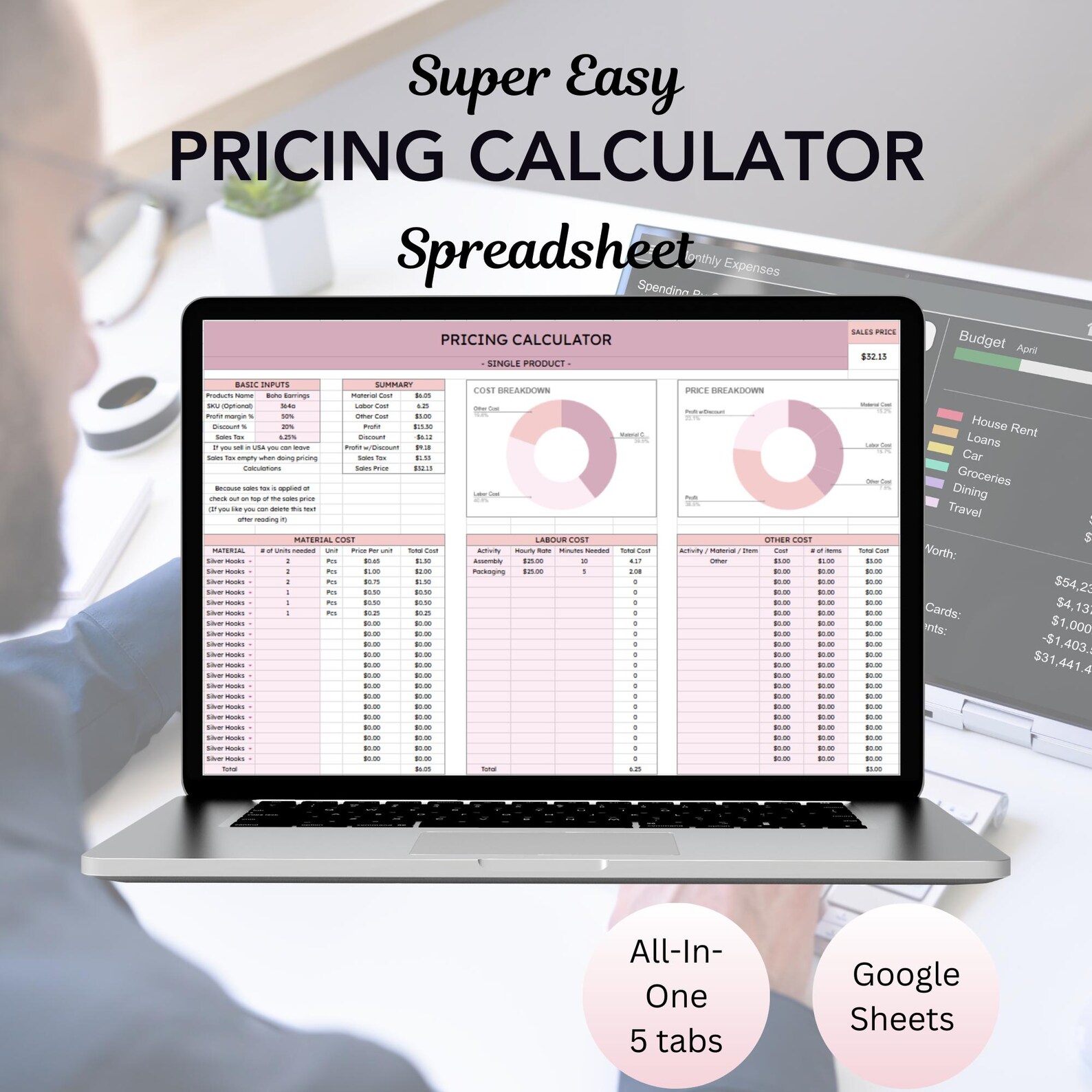 Pricing Calculator Spreadsheet, Price Handmade Products Google Sheet Template, Product Pricing ...