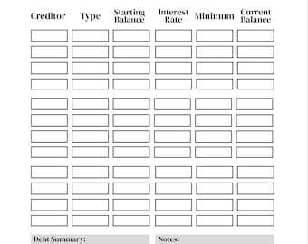 Simple Debt Tracker Printable | Debt Payoff Planner | Credit Card & Loan Tracker | Instant Download