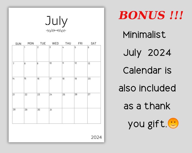 EDITABLE July 2024 Calendar Printable, 2024 July Monthly Planner