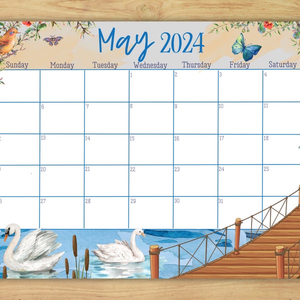 EDITABLE May 2024 Calendar printable, 2024 May monthly planner, Happy Mother's Day 2024, May 2024 calendar, US letter / PNG