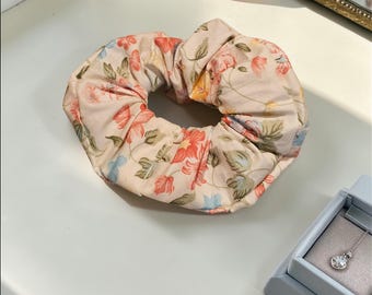 Flower Cotton Scrunchie | Soft Everyday Hair Tie/ Spring