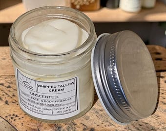 Whipped Tallow Cream | Grass Fed Beef Tallow Moisturizer, Organic Jojoba Oil