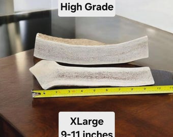 Masticable XL de asta de alce partida para perros masticables agresivos (16-29 kg) / Masticable natural de larga duración / Premio dental duradero fabricado en EE. UU.