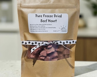 100% Beef Heart Freeze Dried Dog Cat Treats, High Protein Training Reward (Small Batch)