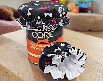 Hand-Sewn Dog Food Can Cover, Reusable Fabric Pet Food Lid, Eco-Friendly Storage Accessory