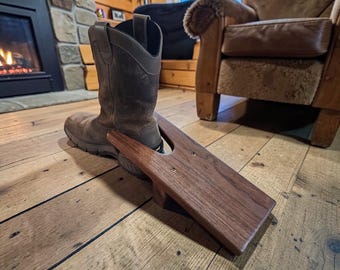 Walnut Boot Jack | Rustic Farmhouse Mudroom Essential | Hands-Free Boot Remover