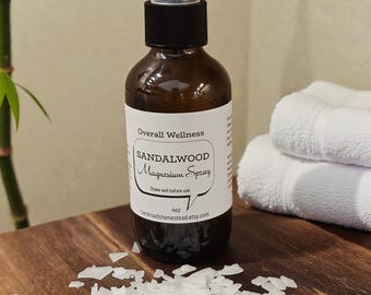 Sleep Sandalwood Magnesium Spray for Feet • 4 oz Amber Glass Bottle • Small Batch • Toxin Free