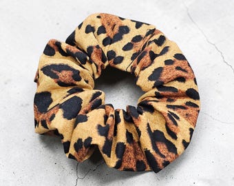 Handmade Cotton Scrunchie | Leopard Print Hair Tie, Gentle Accessory