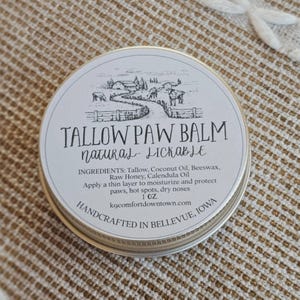 Natural Tallow Paw Balm: Handcrafted Dog Pad Care with Coconut Oil