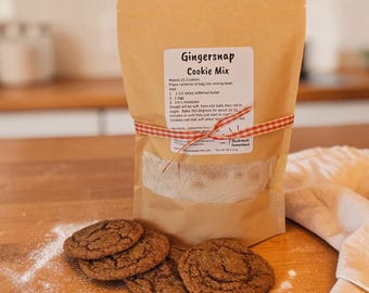 Gingersnap Cookie Mix, Grandma’s Kitchen Family Recipe, Molasses Spice Baking Mix, Makes 21 Cookies