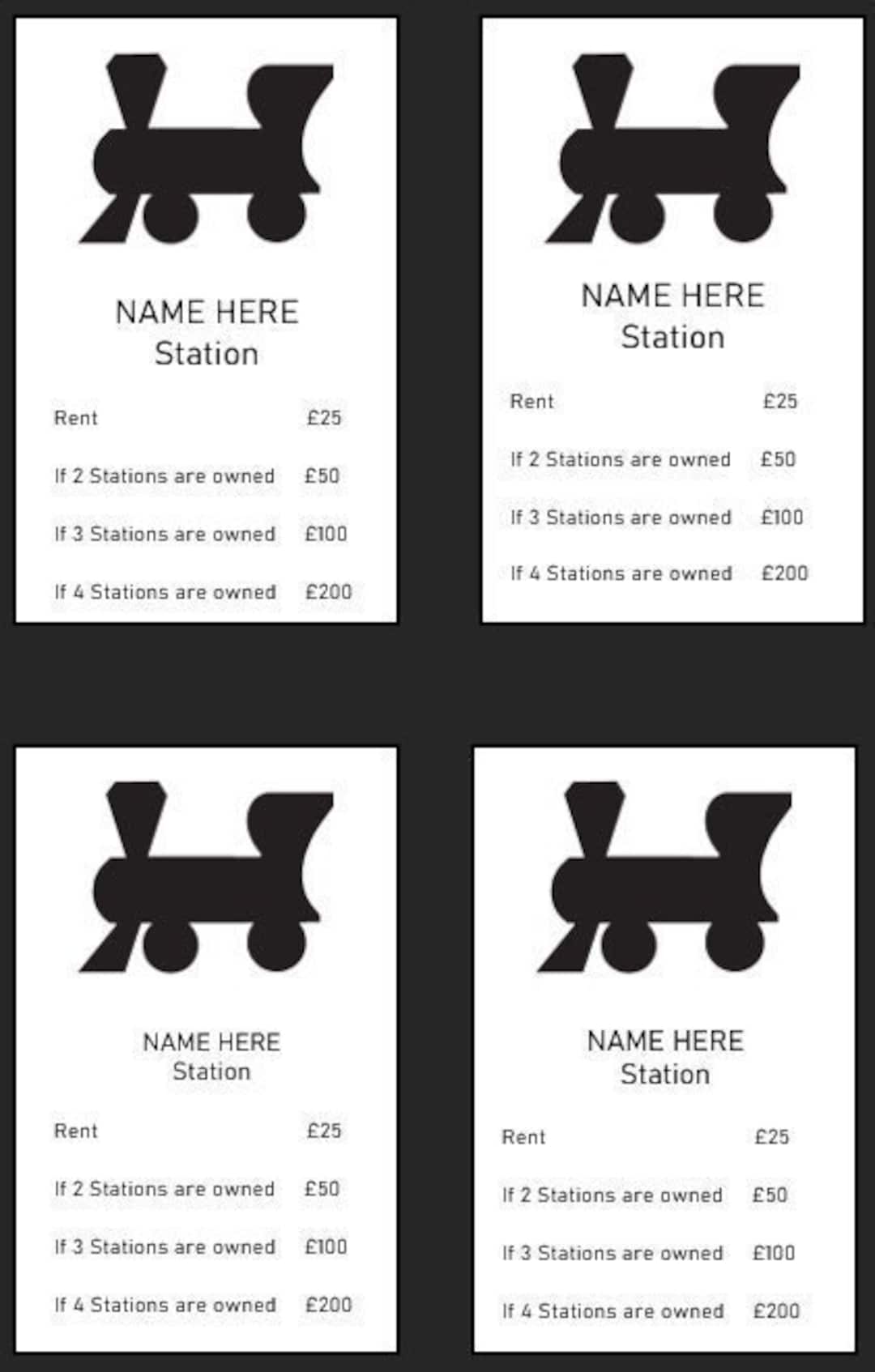 Create Your Own Monopoly Cards. Etsy