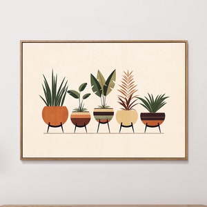 Modern Plants Wall Print Mid Century Poster Boho Wall Art Minimalist Plant Wall Decor Trendy Printable Art Digital Download - MadeLively