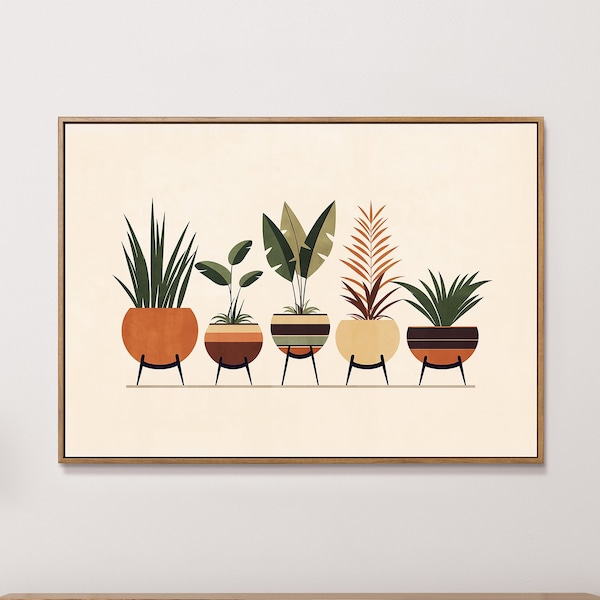 Modern Plants Wall Print Mid Century Poster Boho Wall Art Minimalist Plant Wall Decor Trendy Printable Art Digital Download - MadeLively