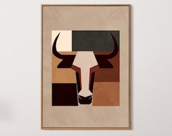 Moderne stier muur print abstracte poster westelijke muur decor minimalistische muurkunst moderne afdrukbare kunst digitale download - MadeLively