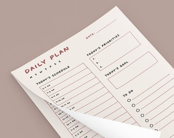 Printable Daily Planner, Hourly Schedule, To Do List (Digital Download)