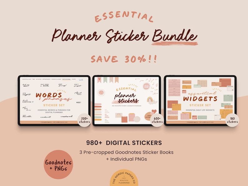 980+ Digital Planner Sticker Bundle - Goodnotes Precropped Stickers ...