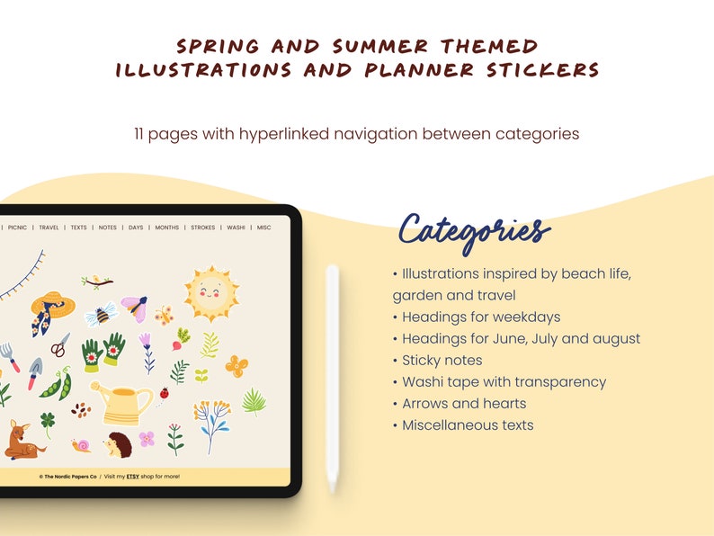 Summer Digital Stickers – 200+ Goodnotes Precropped PNG, Spring Summer ...