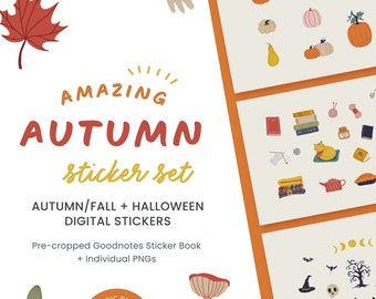 Autumn Stickers Set – Halloween & Thanksgiving, Digital Planner (Goodnotes, PNG)