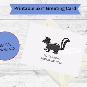 tarjeta de graduación divertida / tan apestoso orgulloso de ti / tarjeta de graduación divertida / Skunk / Imprimible / Descarga digital / tarjeta de felicitación / Skunk