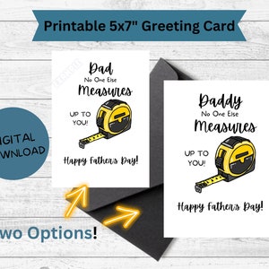 Niemand meet tot aan je kaart, Vaderdagcadeau voor papa, Digitale download, Meetlintkaart, Print thuis papakaart, Papa Vaderdagcadeau