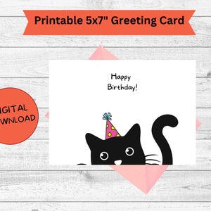 Cute Black Cat Birthday Card | Cat Birthday Card, Happy Birthday Greeting Card, Cat Lovers, Black Cat Birthday, Black Cat, For Cat Lovers