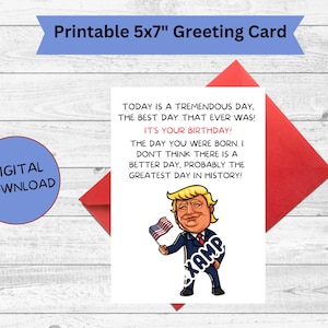 Digitaler Download Trump Karte, druckbare Geburtstagskarte, druckbare Download lustige Karte, Präsident Trump Geburtstagskarte, Trumpisms, Digital