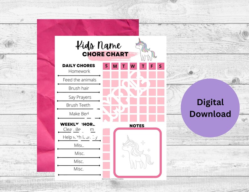 Bundle of 7 Different Chore Charts for the Kids / Responsibility ...