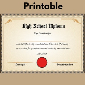 Printable Highschool Diploma Replacement Diploma Printable Home