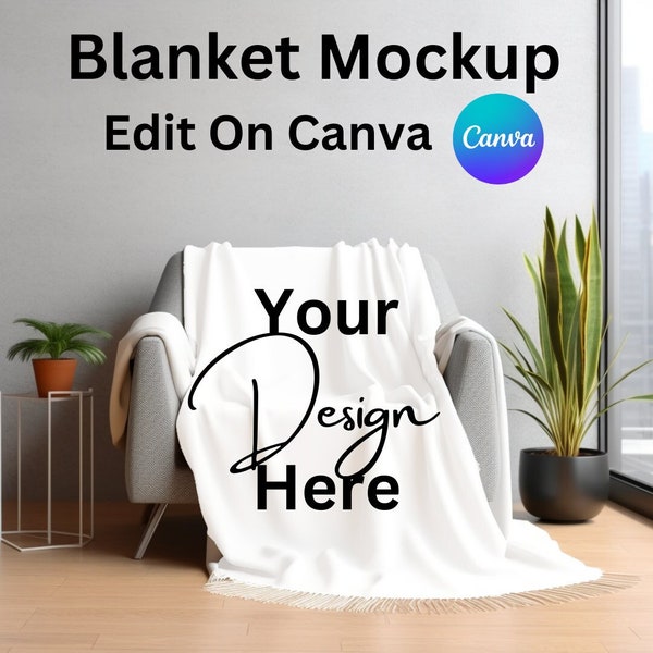 Blanket Mockup Throw Blanket Mockup blanket Sherpa Blanket Mockup Canva editable