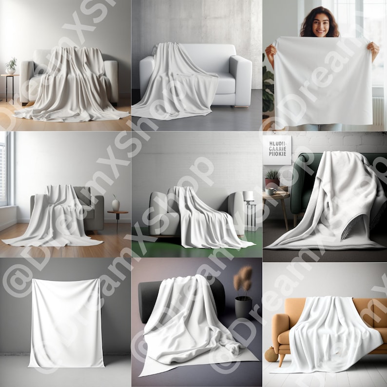 Blanket Mockup Bundle Png, Mockup Png, Blanket Png, White Blanket Mock
