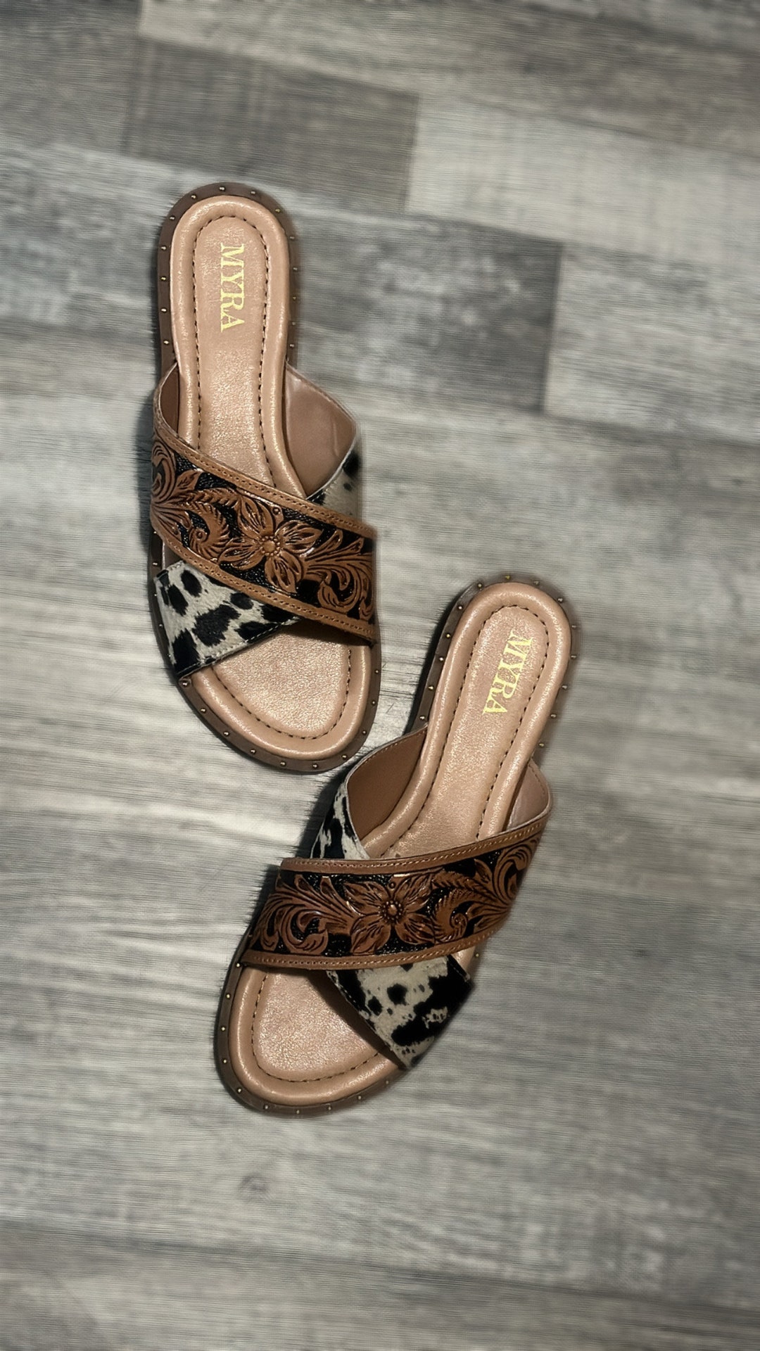 Criss Cross Hand Tooled and Cowhide Sandals Etsy