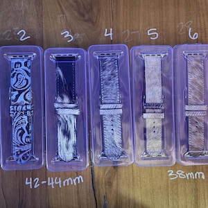 Western Tooled Leather & Cowhide Apple Watch Bands (38/40/41mm)