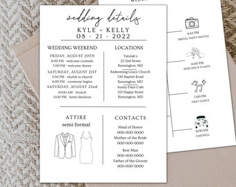 Details Card Template Wedding Itinerary Template Wedding Weekend Itinerary Template Wedding Details Card Wedding Timeline Template