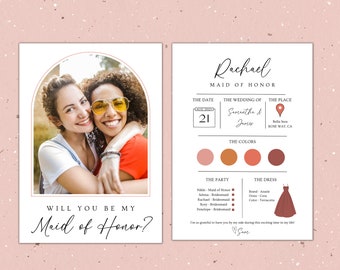 Maid of Honor Proposal Card Template Bridesmaid Information Card Bridesmaid Proposal Card Bridesmaid Card Proposal Bridesmaid Info Card