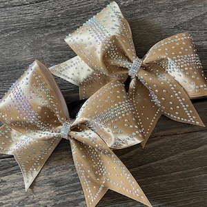 Satin Competition Cheer Bow with Rhinestones  | All-Stars | Cheer Team Satin Bling Bow