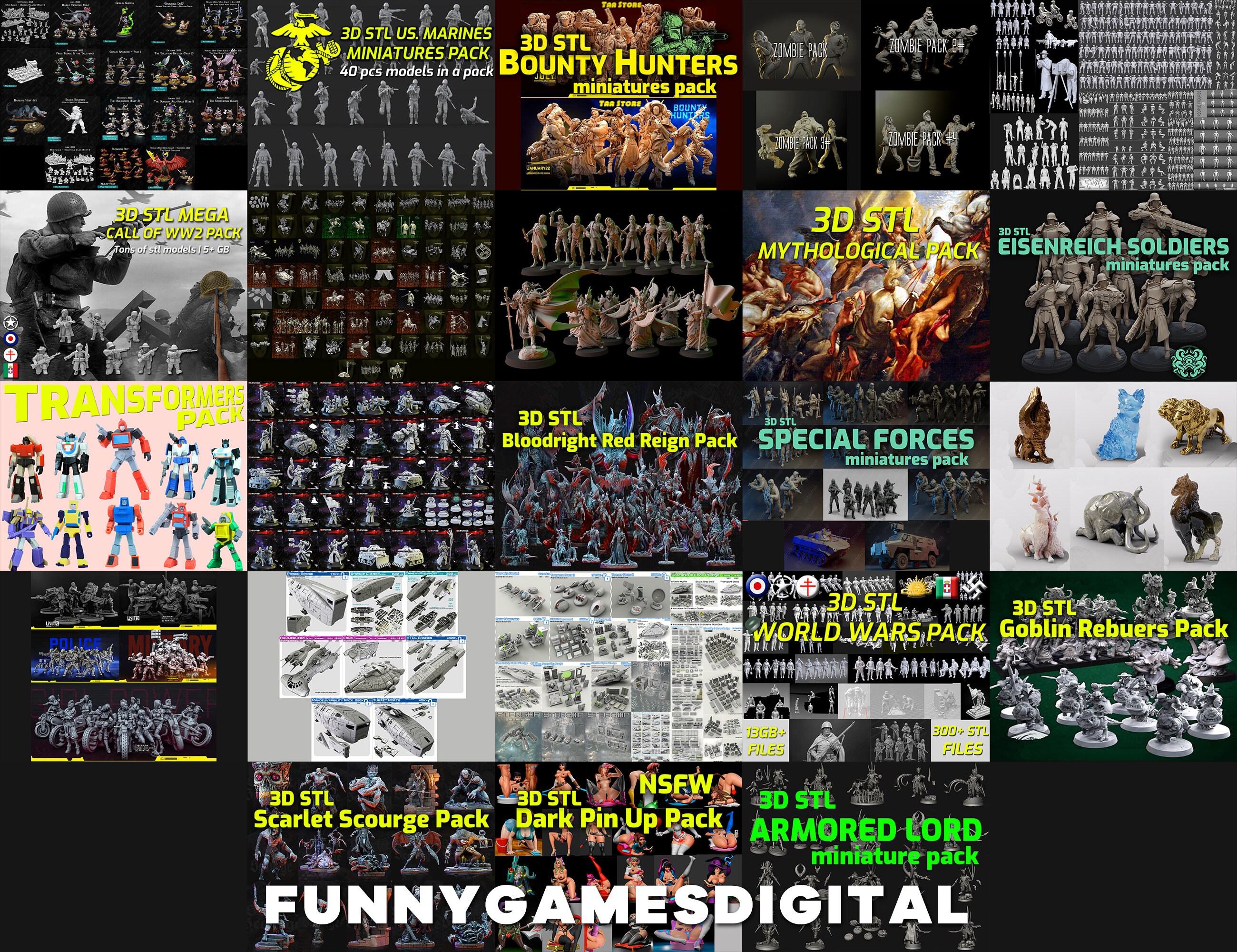 Miniature 1000 Pack Stl File Miniatures 3D Miniatures Stl Miniatures