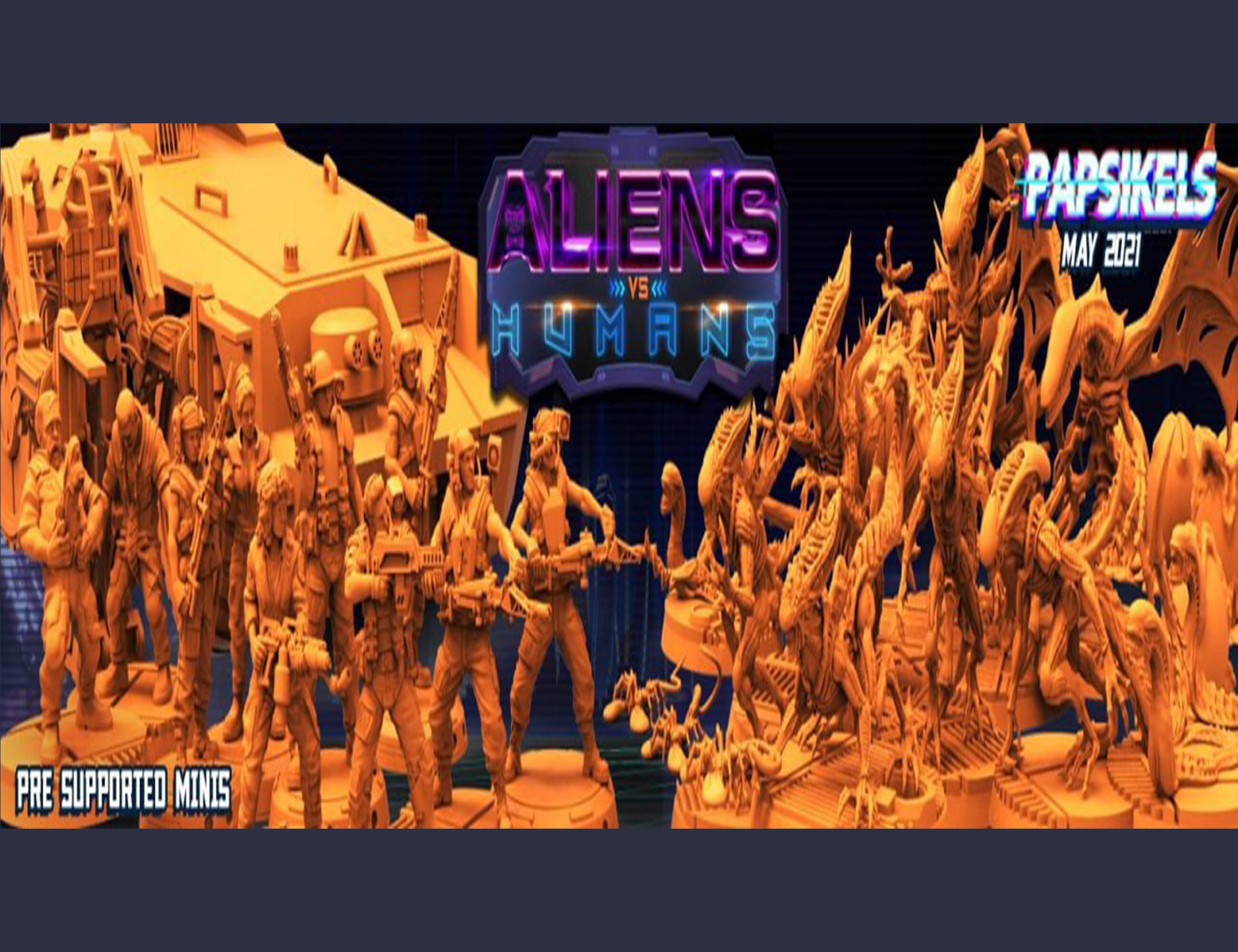 papsikels-aliens-vs-human-may-2021-miniatures-pack-stl-file-miniatures