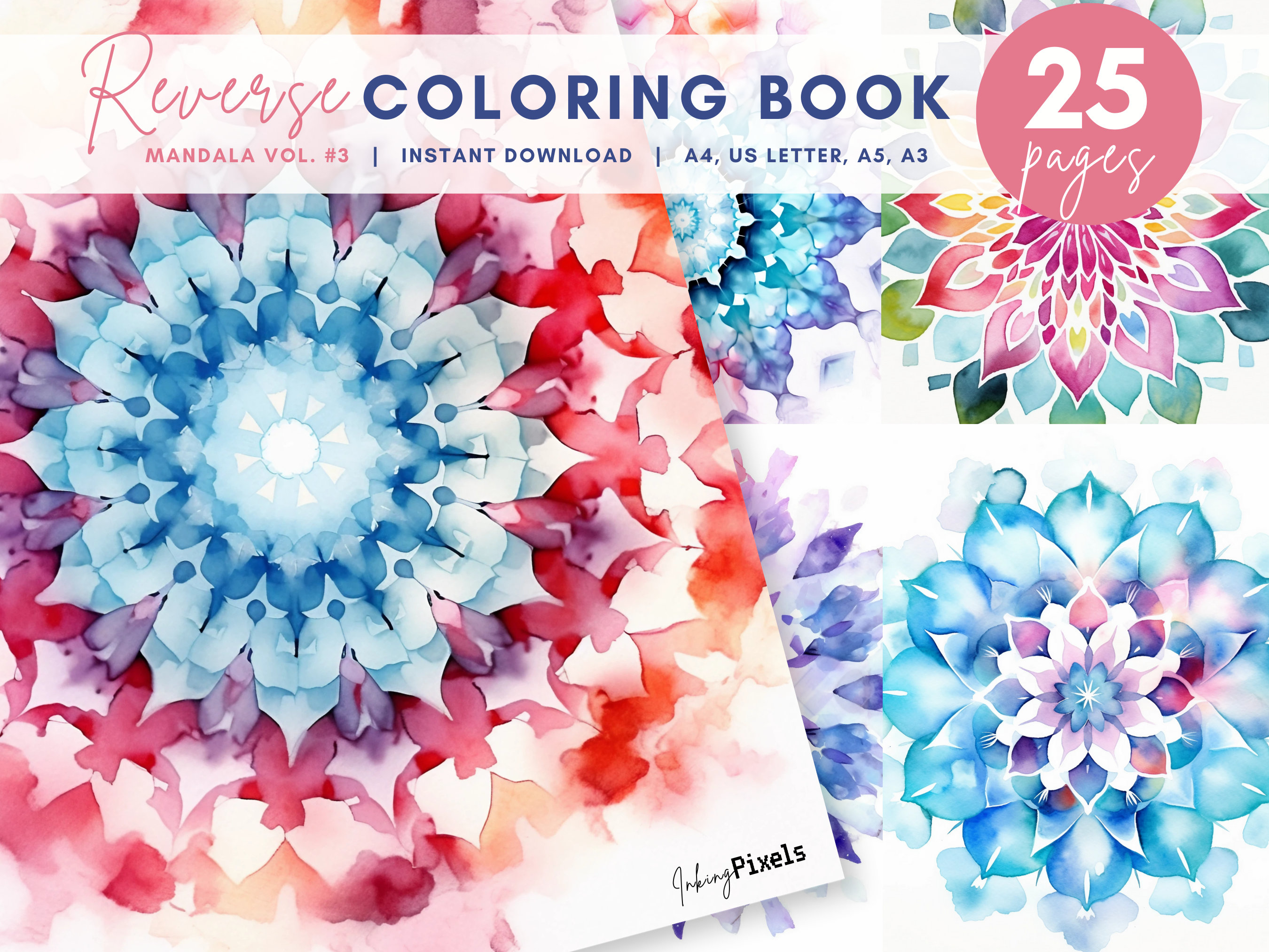 Reverse Coloring Book, 5 Reverse Abstract Coloring Pages for