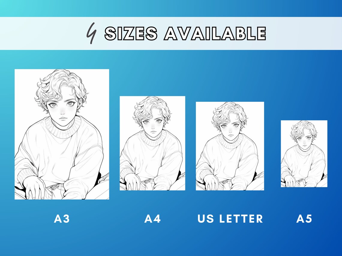 Anime Boys Coloring Book Vol 1, 30 Anime Coloring Pages, Adult Coloring ...