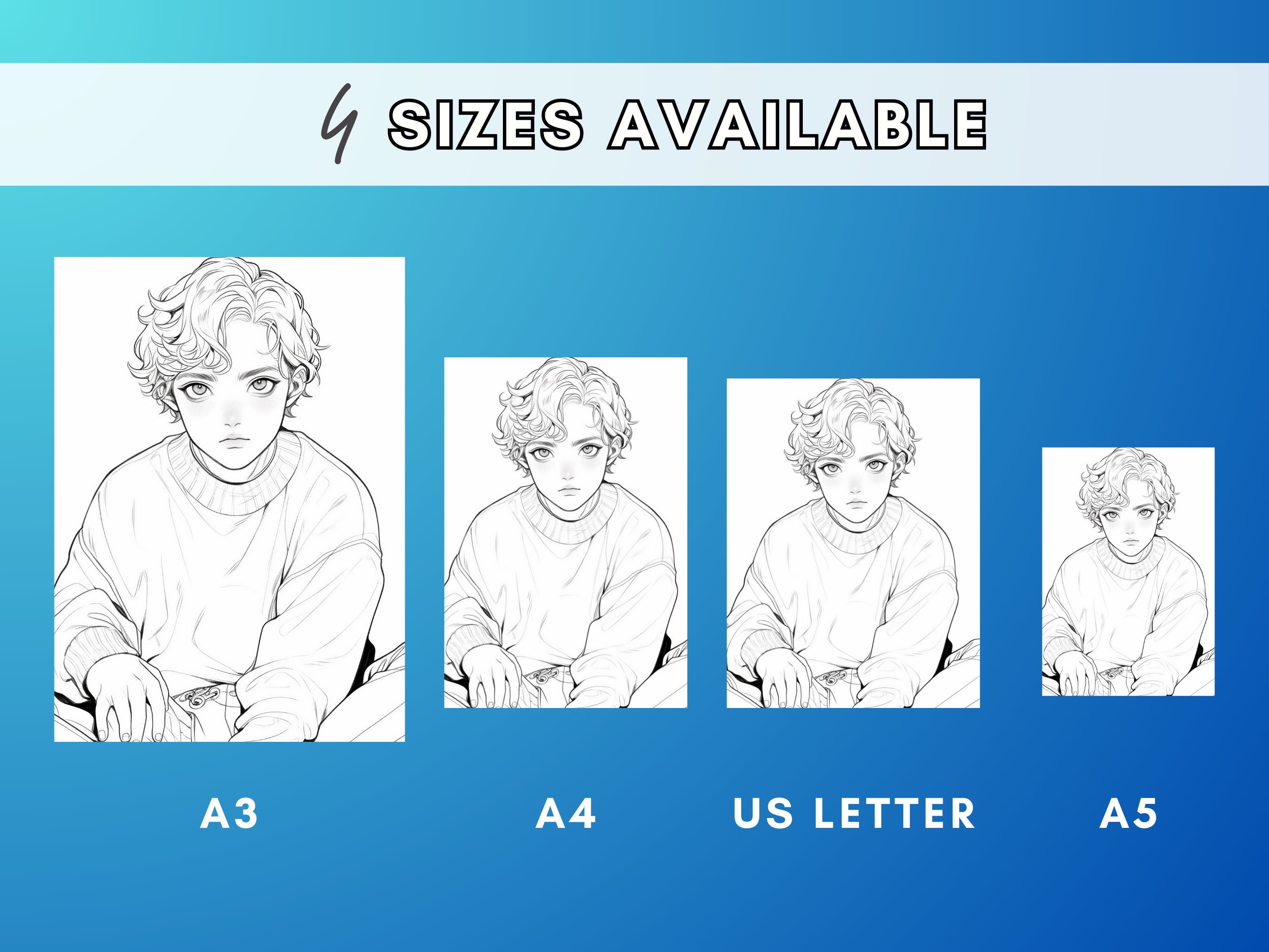 Anime Boys Coloring Book Vol 1, 30 Anime Coloring Pages, Adult Coloring ...