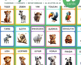 Printable Desert Animals Flashcards, 24 Montessori Cards Animals Flash ...