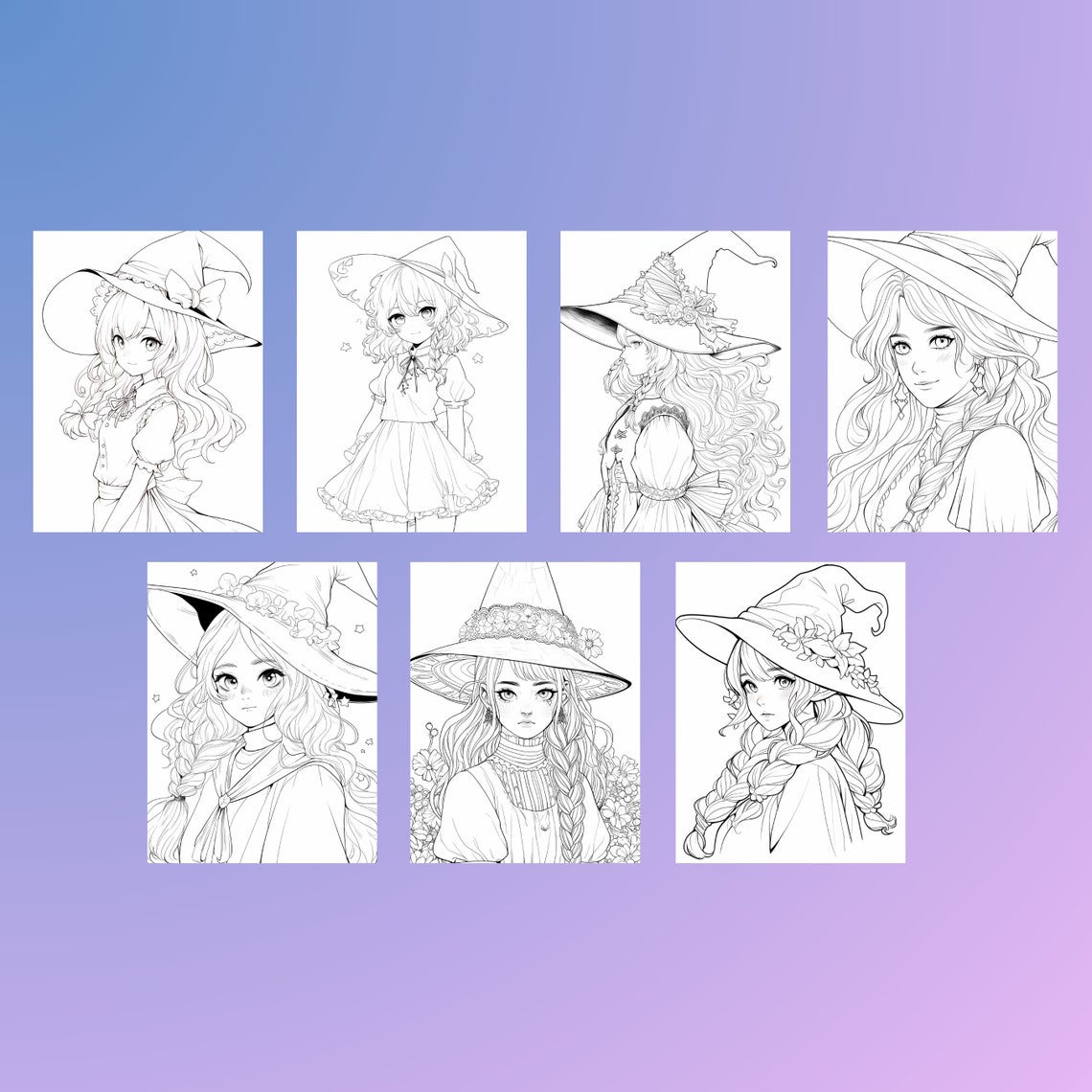 Witch Anime Girls Coloring Book Vol 1, 26 Anime Coloring Pages Anime ...