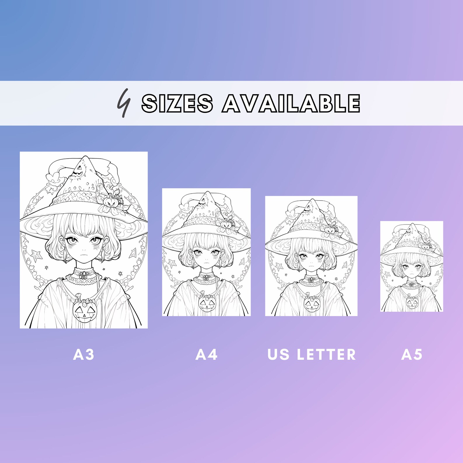 Witch Anime Girls Coloring Book Vol #1, 26 Anime Coloring Pages Anime