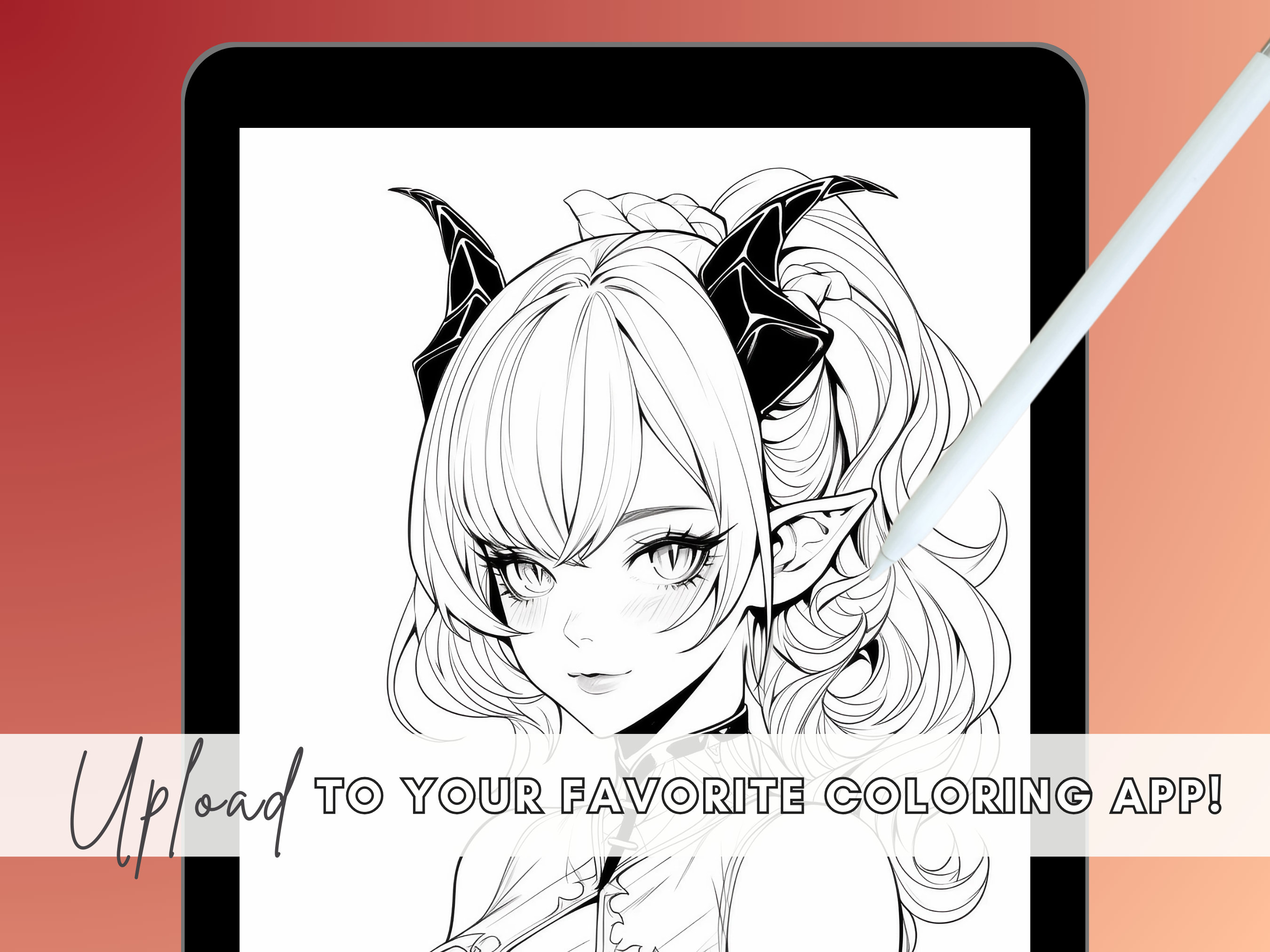 Demon Anime Girls Coloring Book Vol 3 35 Anime Coloring - Etsy