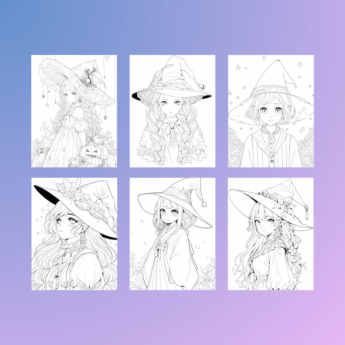 Witch Anime Girls Coloring Book Vol 1, 26 Anime Coloring Pages Anime ...