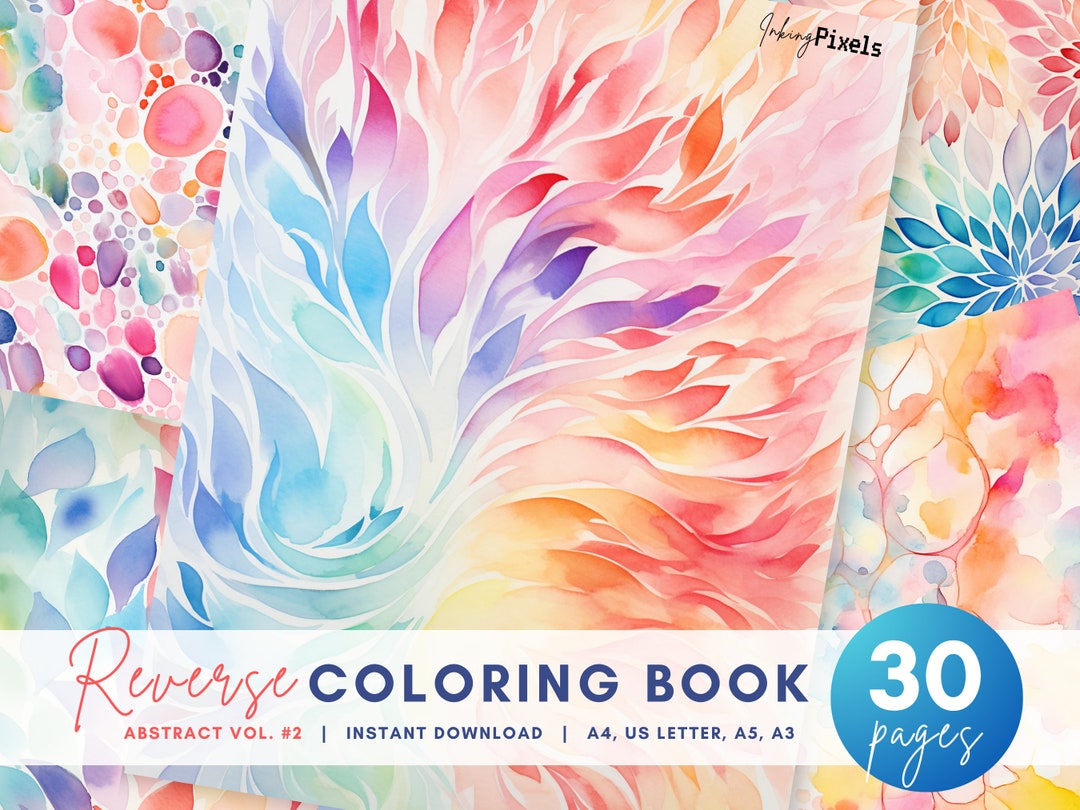 Reverse Coloring Book Abstract Vol. #2 30 Abstractcoloring Pages Adult ...