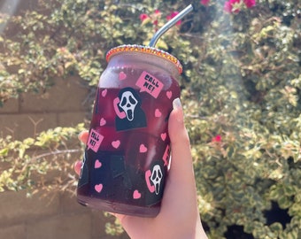 Horror Movie Call Me UV DTF Cup Wrap Decal for 16 oz Glass Cup or Tumbler