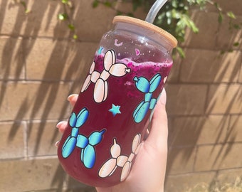 Balloon Dogs UV DTF Cup Wrap Decal for 16 oz Glass Cup or Tumbler