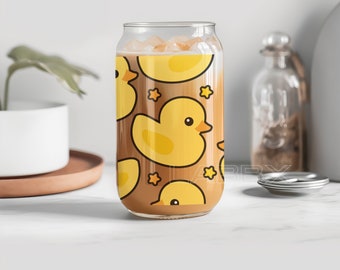 Pre-Sell Rubber Duck UV DTF Cup Wrap Decal for 16 oz Glass Cup or Tumbler